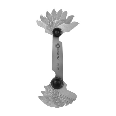 Набор шаблонов резьбовых КОБАЛЬТ дюймовых, диапазон измерений шага резьбы 4TPI - 28TPI, 17 шт.