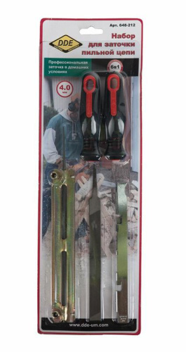 Заточной набор DDE (кр,нап, 4,0 мм +пл. нап,, + планка.+ калибр + 2 ручки) (в блистере)