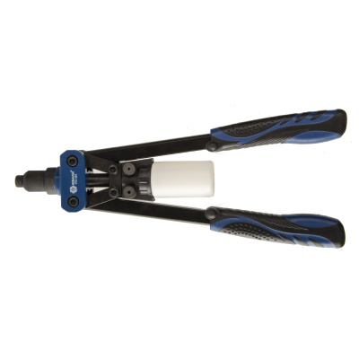 Заклепочник КОБАЛЬТ 320 мм, двуручный, усиленный, заклепки 3,2-4,0-4,8 мм, контейнер, блистер