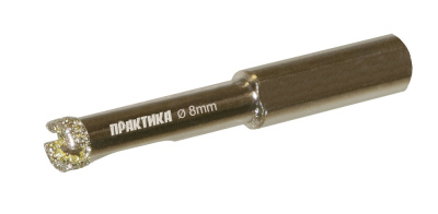Коронка алмазная ПРАКТИКА "Профи" по керамограниту/керамике  8х65мм (1шт) блистер