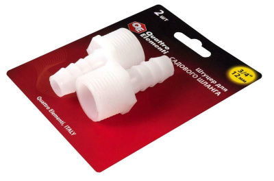 Штуцер для шланга QUATTRO ELEMENTI внеш. резьба 3/4" - "ёлочка" 12 мм, 2шт, пластик 