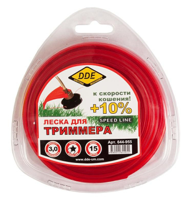 Корд триммерный в блистере DDE "Speed line" (звезда) 3,0 мм х 15 м, красный