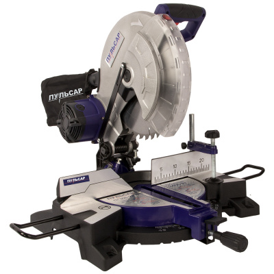 Пила торцовочная ПУЛЬСАР ПТ 305-2400 (2400Вт, 305х30мм, рез 75х180мм,рем. передача, 13,9 кг)