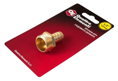 Штуцер для шланга QUATTRO ELEMENTI внеш. резьба 1/2" - "ёлочка" 12 мм, латунь