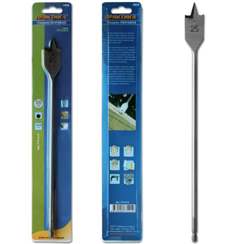 Сверло по дереву перовое ПРАКТИКА 25 х 300 мм (1шт.) блистер