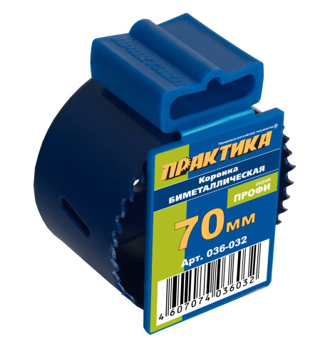 Коронка биметаллическая ПРАКТИКА  70 мм (2 3/4"), (1шт), клипса										 Коронка биметаллическая ПРАКТИКА  70 мм (2 3/4"), (1шт), клипса