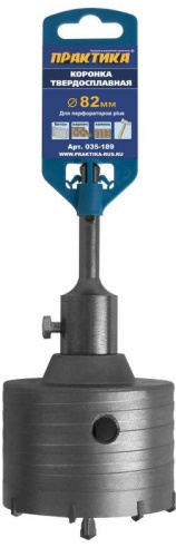 Коронка твердосплавная ПРАКТИКА SDS- Plus ударная 82 мм (1шт.) клипса