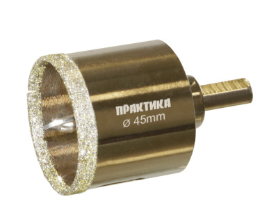 Коронка алмазная ПРАКТИКА "Профи" по керамограниту/керамике 45х70мм, пилотное сверло, (1шт) блистер