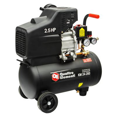Компрессор поршневой масляный QUATTRO ELEMENTI KM 24-260 ( 260л/мин, 24л, 2,5 л.с, 8 бар, 25кг)