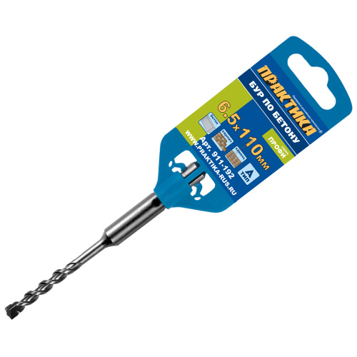 Бур SDS-plus ПРАКТИКА  6,5 х  50/110 мм серия "Профи" по бетону Бур SDS-plus ПРАКТИКА  6,5 х  50/110 мм серия "Профи" по бетону