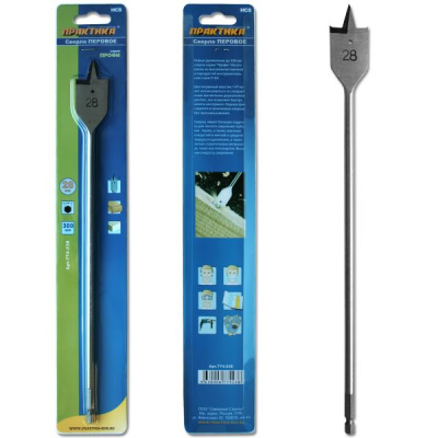Сверло по дереву перовое ПРАКТИКА 28 х 300 мм (1шт.) блистер Сверло по дереву перовое ПРАКТИКА 28 х 300 мм (1шт.) блистер