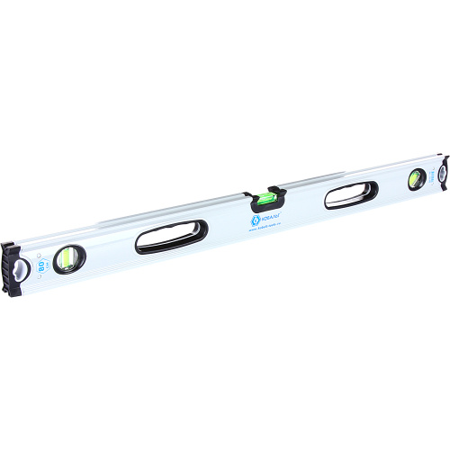 Уровень строительный КОБАЛЬТ Экстра, 800 мм, профиль 30 x 65 мм, 3 глазка, 2 ручки, V-паз