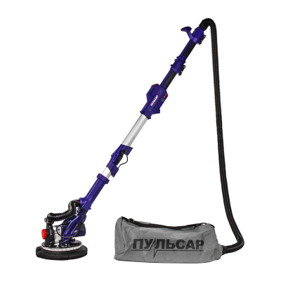 Шлифмашина для стен и потолков ПУЛЬСАР ШМБ 225-900С(900Вт,225мм,800-1800об\мин,LED-подсв,телеск.)