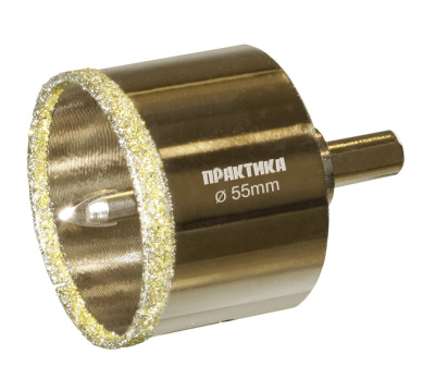 Коронка алмазная ПРАКТИКА "Профи" по керамограниту/керамике 55х70мм, пилотное сверло, (1шт) блистер Коронка алмазная ПРАКТИКА "Профи" по керамограниту/керамике 55х70мм, пилотное сверло, (1шт) блистер