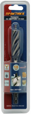 Сверло по дереву Х-тип ПРАКТИКА 16 х 165 мм (1шт.) блистер Сверло по дереву Х-тип ПРАКТИКА 16 х 165 мм (1шт.) блистер
