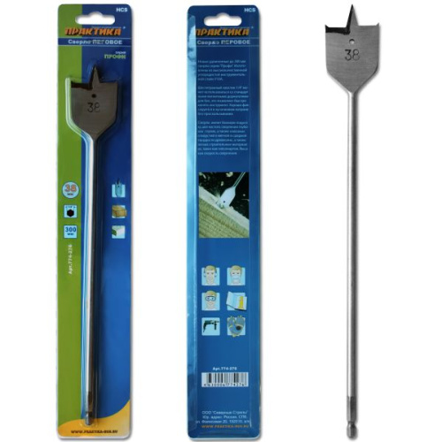 Сверло по дереву перовое ПРАКТИКА 38 х 300 мм (1шт.) блистер