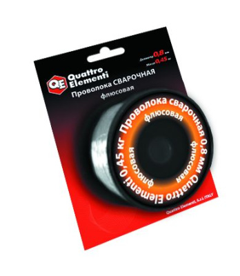 Проволока сварочная QUATTRO ELEMENTI флюсовая, 0,8 мм, масса 0,45 кг, блистер***