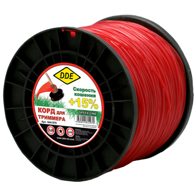 Корд триммерный на катушке DDE "Speed line" (звезда) 3,0 мм х 220 м, красный