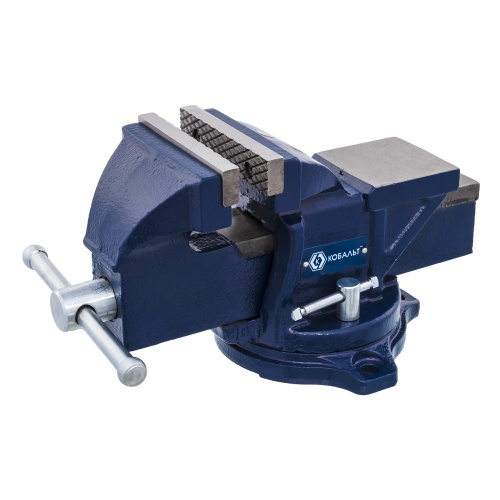 Тиски слесарные КОБАЛЬТ поворотнве , ширина губок 100мм, захват 100мм, 7 кг, наковальня, коробка