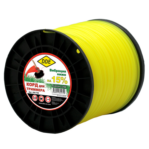 Корд триммерный на катушке DDE "Classic line" (круг) 2,0 мм х 1240 м, желтый