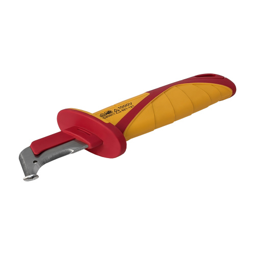 Нож электрика КОБАЛЬТ диэлектрический, 190 мм, с пяткой, частично изолированное лезвие 44 мм. 