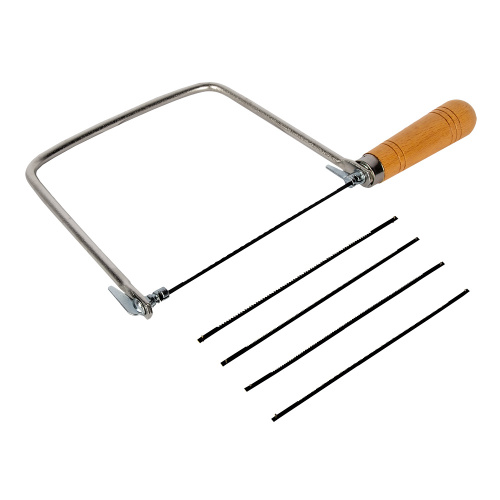 Лобзик ручной КОБАЛЬТ пилка 170 мм, размер лобзика 180 х 310 мм, рукоятка из бука, 5 лезвий в компле