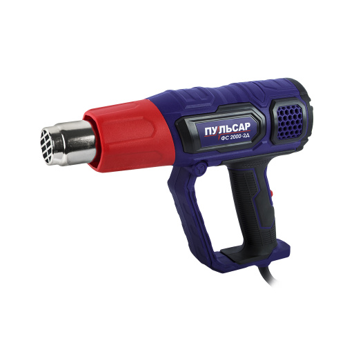 Строительный фен ПУЛЬСАР ФС 2000-2Д (2000Вт, 60-600*C, 300-500л/мин, ЖК-дисплей, 1кг, кейс + 4 насад