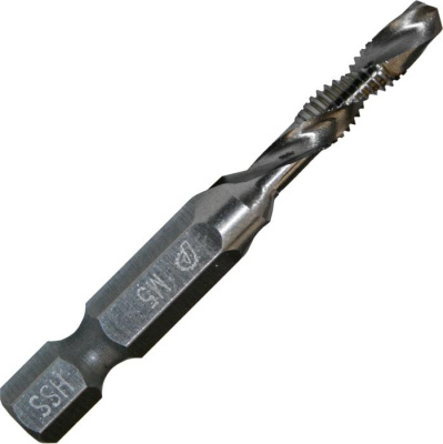 Сверло метчик ПРАКТИКА М5 шаг 0,8 мм, длина 54 мм, хвостовик HEX 1/4', блистер Сверло метчик ПРАКТИКА М5 шаг 0,8 мм, длина 54 мм, хвостовик HEX 1/4', блистер