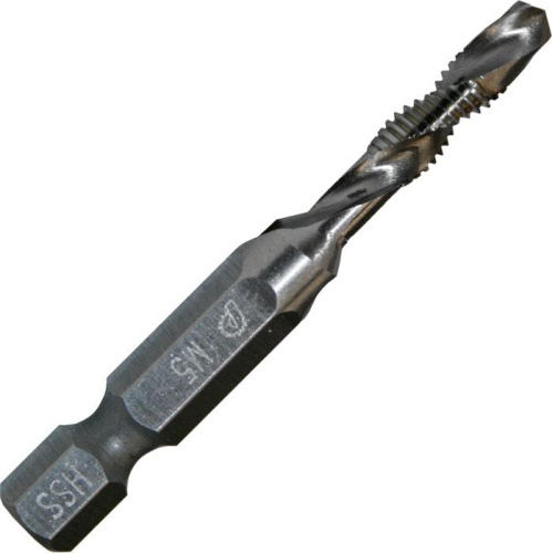 Сверло метчик ПРАКТИКА М5 шаг 0,8 мм, длина 54 мм, хвостовик HEX 1/4', блистер Сверло метчик ПРАКТИКА М5 шаг 0,8 мм, длина 54 мм, хвостовик HEX 1/4', блистер