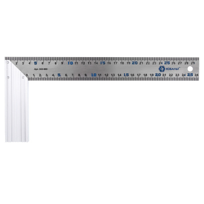 Угольник КОБАЛЬТ столярный 300 мм, нерж.сталь ,аллюминивое основание 1/10