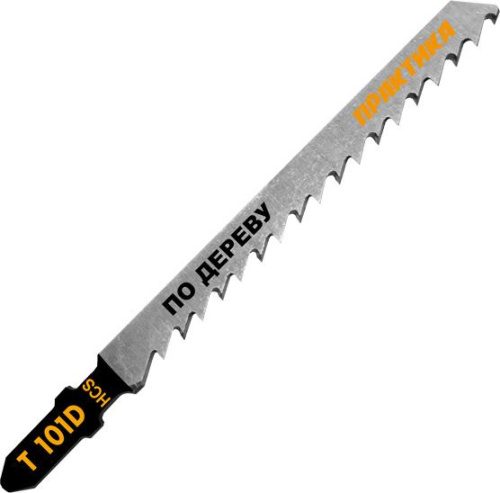 Пилки для лобзика по дереву, ДСП ПРАКТИКА тип T101D 100 х 75 мм, быстрый рез, HCS (2шт.) 