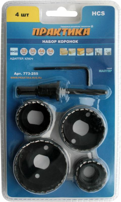 Набор HCS коронок ПРАКТИКА 4 шт 32, 35, 44, 54 мм + адаптер* Набор HCS коронок ПРАКТИКА 4 шт 32, 35, 44, 54 мм + адаптер*