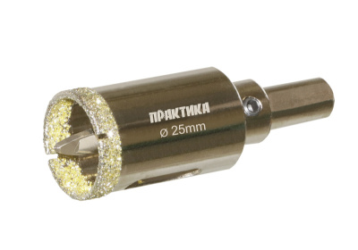Коронка алмазная ПРАКТИКА "Профи" по керамограниту/керамике 25х70мм, пилотное сверло, (1шт) блистер Коронка алмазная ПРАКТИКА "Профи" по керамограниту/керамике 25х70мм, пилотное сверло, (1шт) блистер