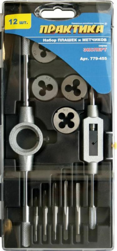 Набор метчиков и плашек ПРАКТИКА 12 шт