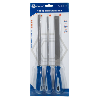 Набор напильников КОБАЛЬТ двухкомпонентная рукоятка, № 2, 200 мм (3 шт.) блистер Набор напильников КОБАЛЬТ двухкомпонентная рукоятка, № 2, 200 мм (3 шт.) блистер