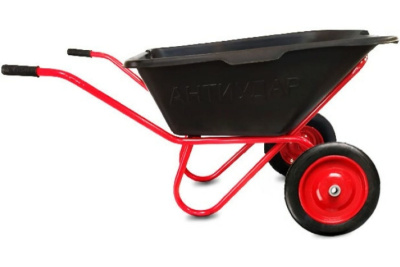 Тачка строительная двухколесная, кузов пластик 110л, колесо бескамерное 3,25/8