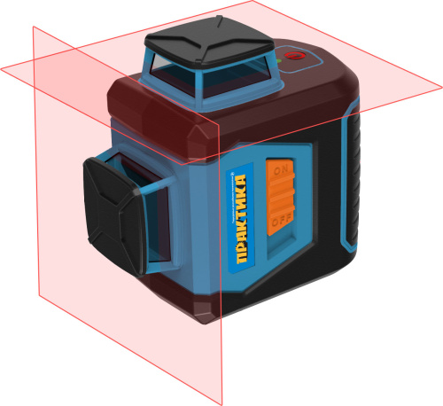 Нивелир лазерный линейный ПРАКТИКА НЛ360-2,2 взаимно перпендикулярных линии 360 град, до 20м, алюмин