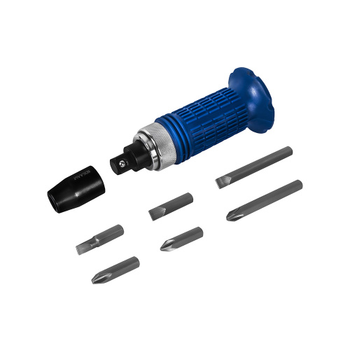 Отвертка ударно-поворотная КОБАЛЬТ 1/2", переходник + 6 бит в комплекте, биты из хром-ванадия. 