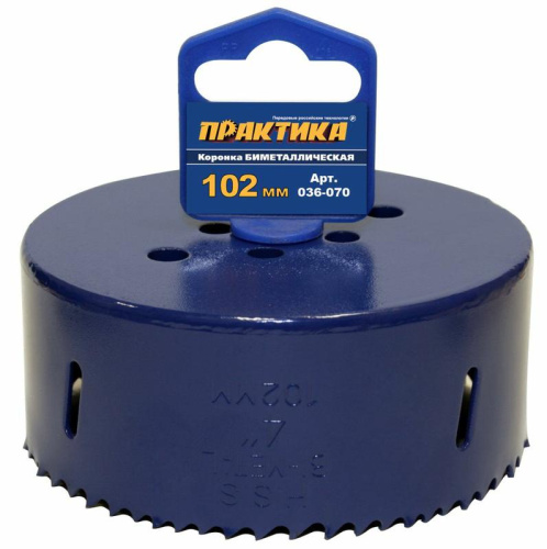 Коронка биметаллическая ПРАКТИКА 102 мм (4"), (1шт), клипса										 Коронка биметаллическая ПРАКТИКА 102 мм (4"), (1шт), клипса