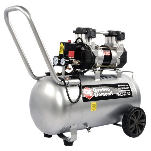 Компрессор поршневой безмасляный QUATTRO ELEMENTI PACIFIC-50 (240 л/мин, 50л, 2л.с, 8 бар, 30кг, мал