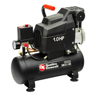 Компрессор поршневой масляный QUATTRO ELEMENTI KM  8-140 ( 140л/мин, 8л, 1л.с, 8 бар, 15кг)