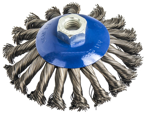 Кордщетка для МШУ радиальная с наклоном витая ПРАКТИКА 115 ии М14 (1шт.) блистер 1/10