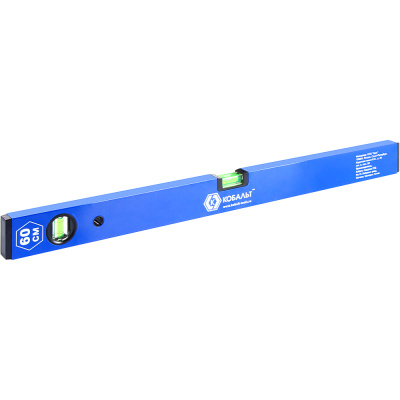 Уровень строительный КОБАЛЬТ  Оптима, 600 мм, профиль 20 x 49 мм, 2 глазка, точность 1,0 мм/м